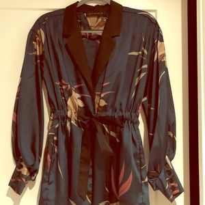 Zara Floral Print Kimono Jacket Robe w/ sash belt
